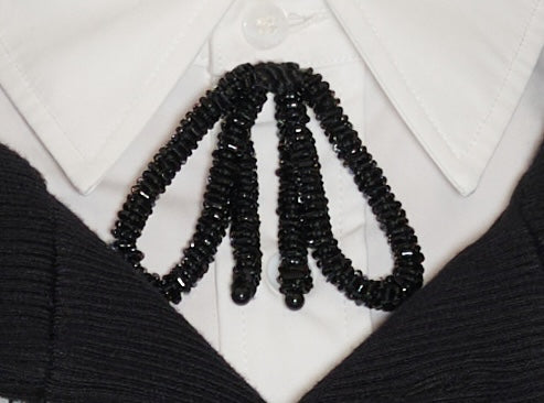 Broche noeud perles noires - Pre-order
