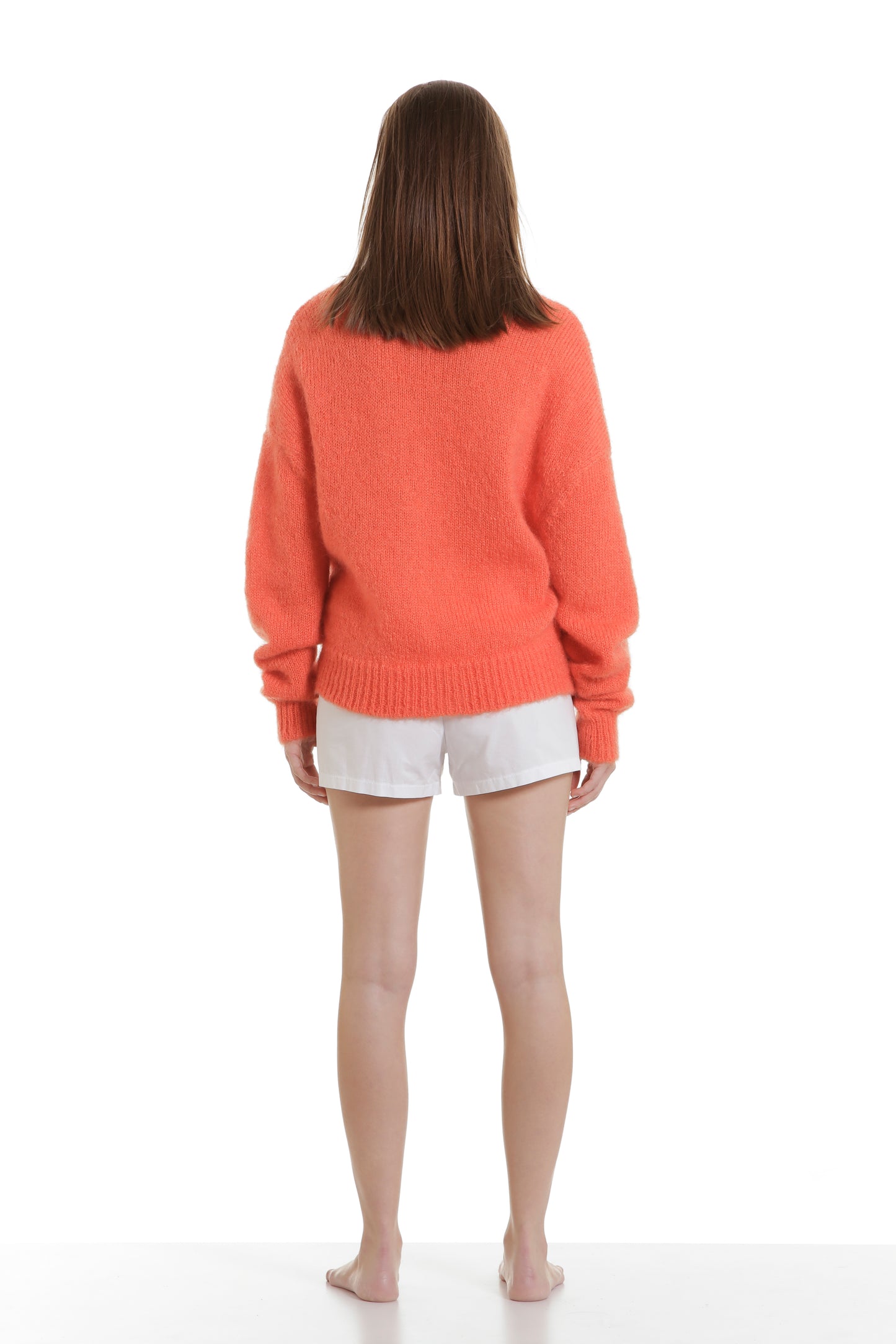 Pull mohair orange brodé