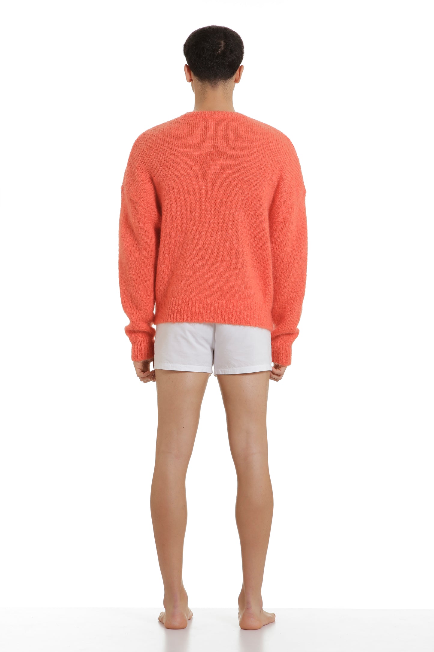 Pull mohair orange brodé