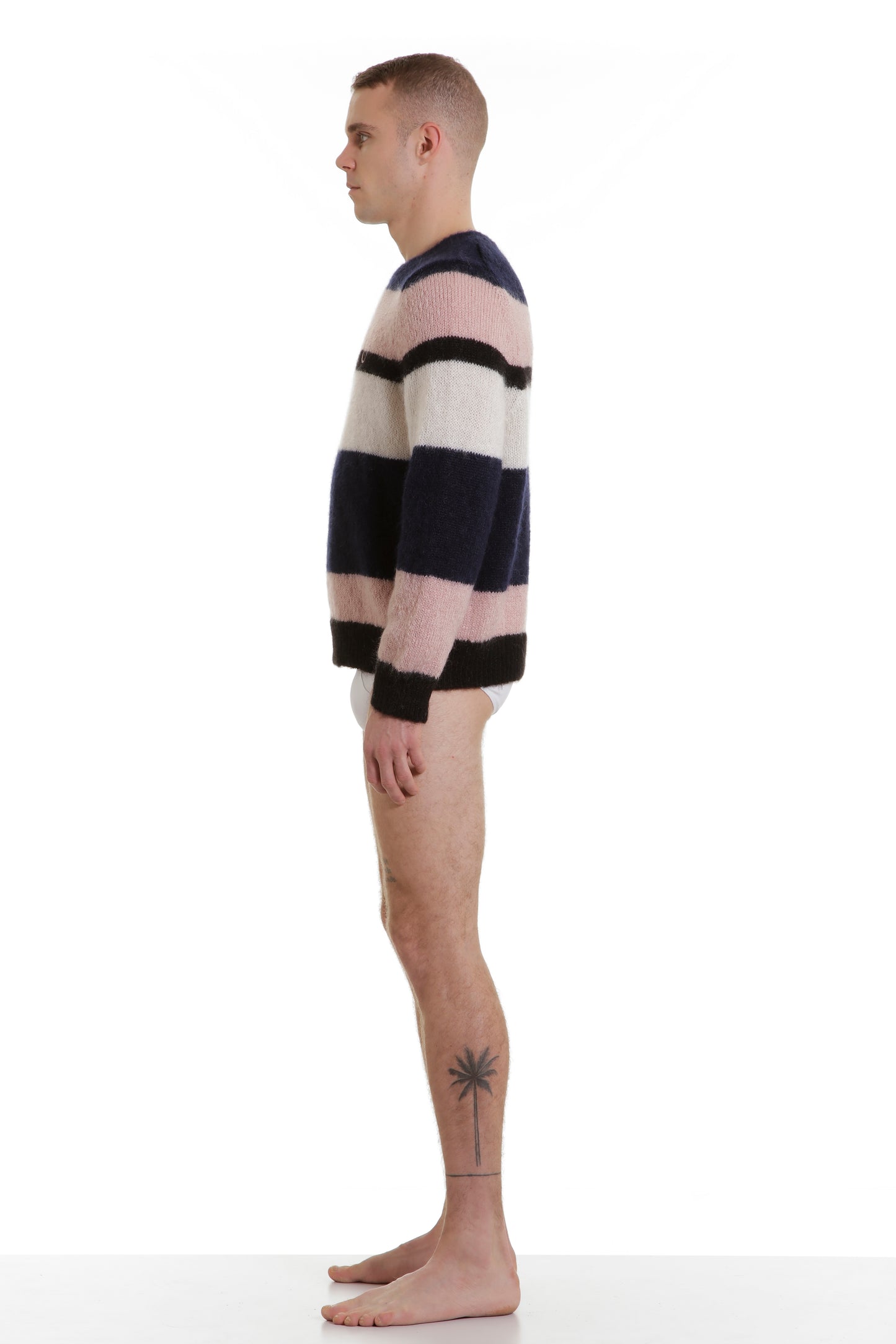 Pull mohair rayé brodé