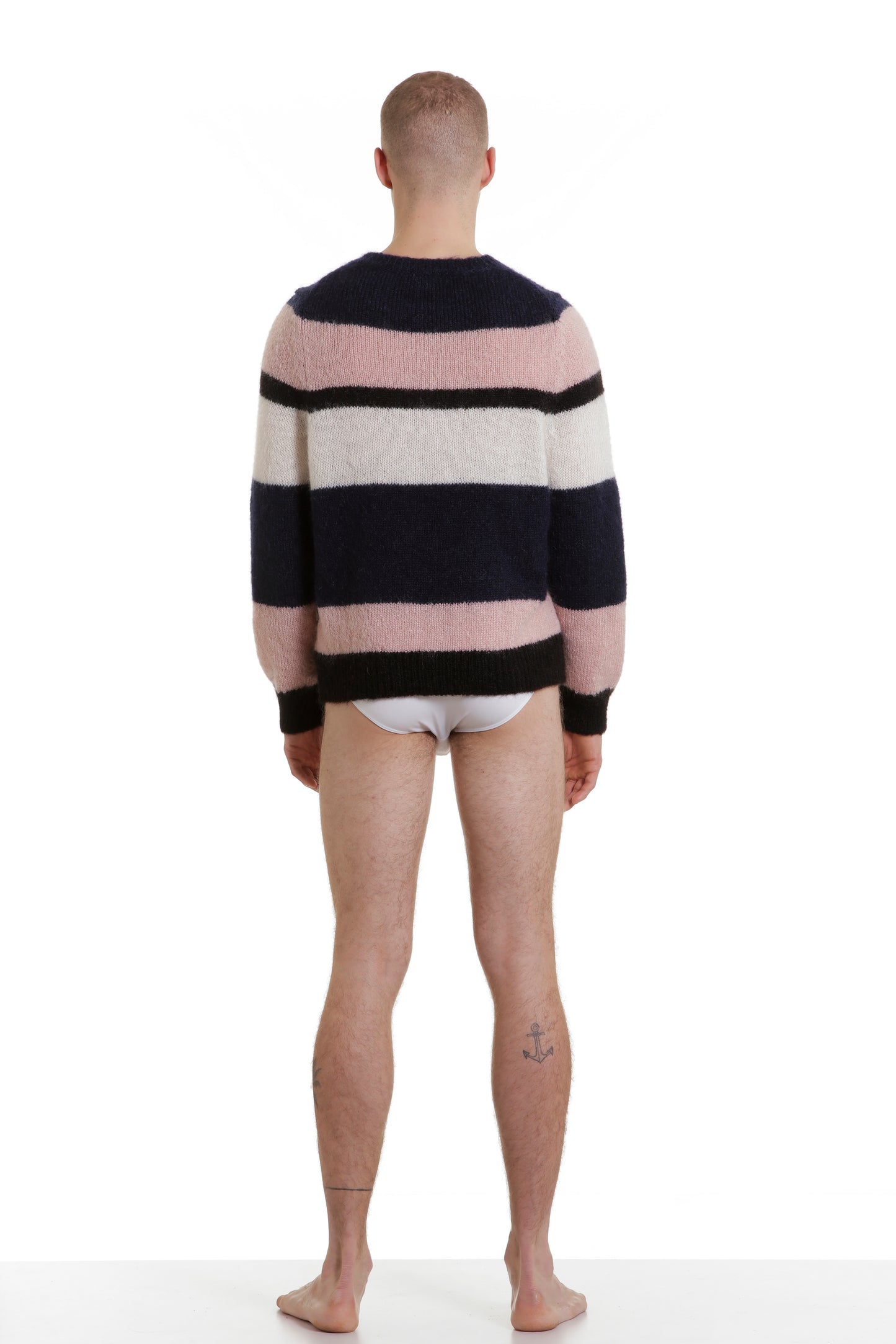Pull mohair rayé brodé