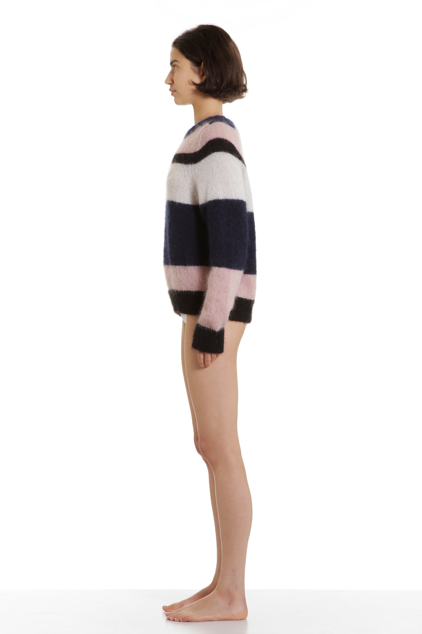 Pull mohair rayé brodé