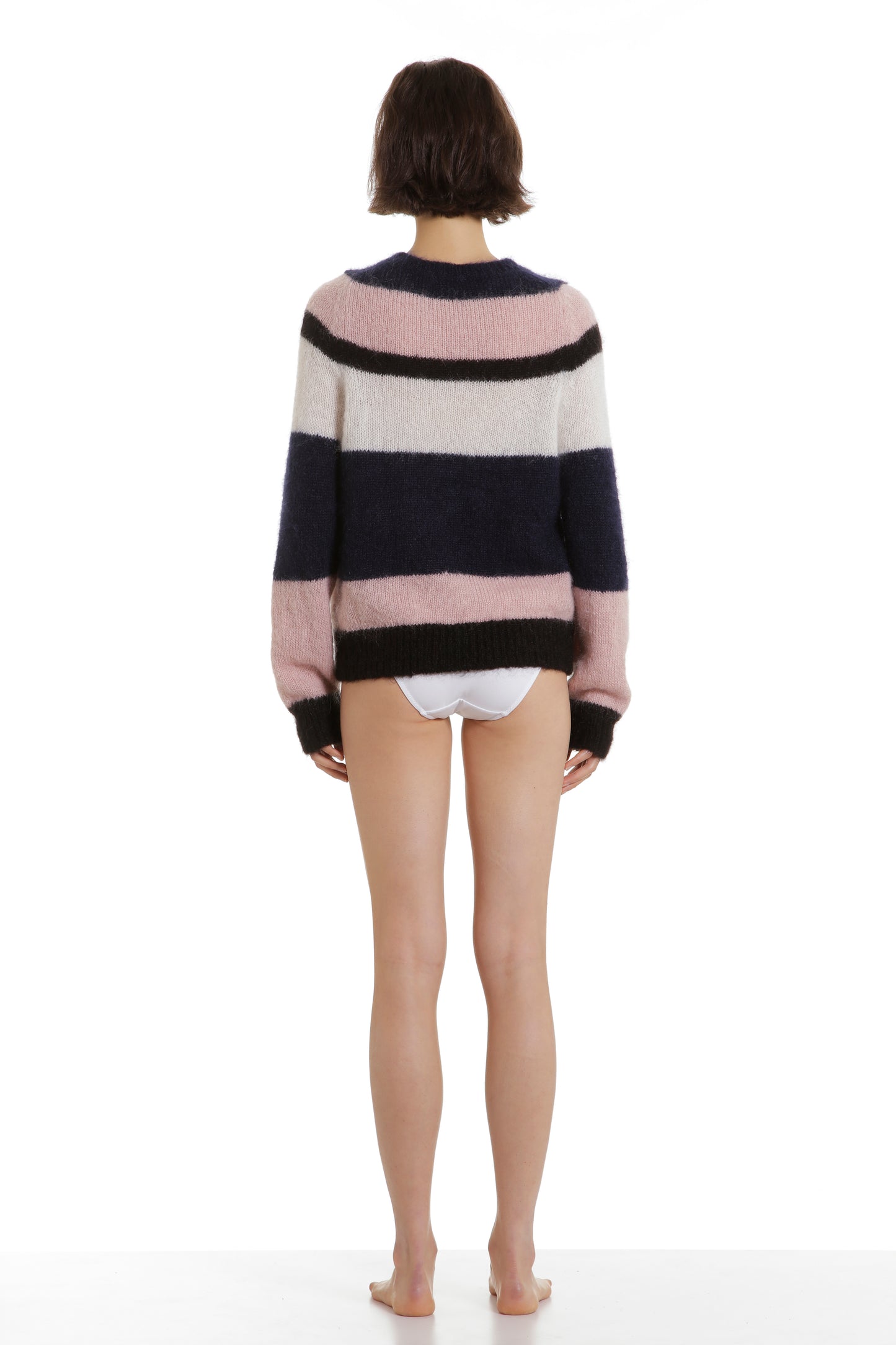 Pull mohair rayé brodé