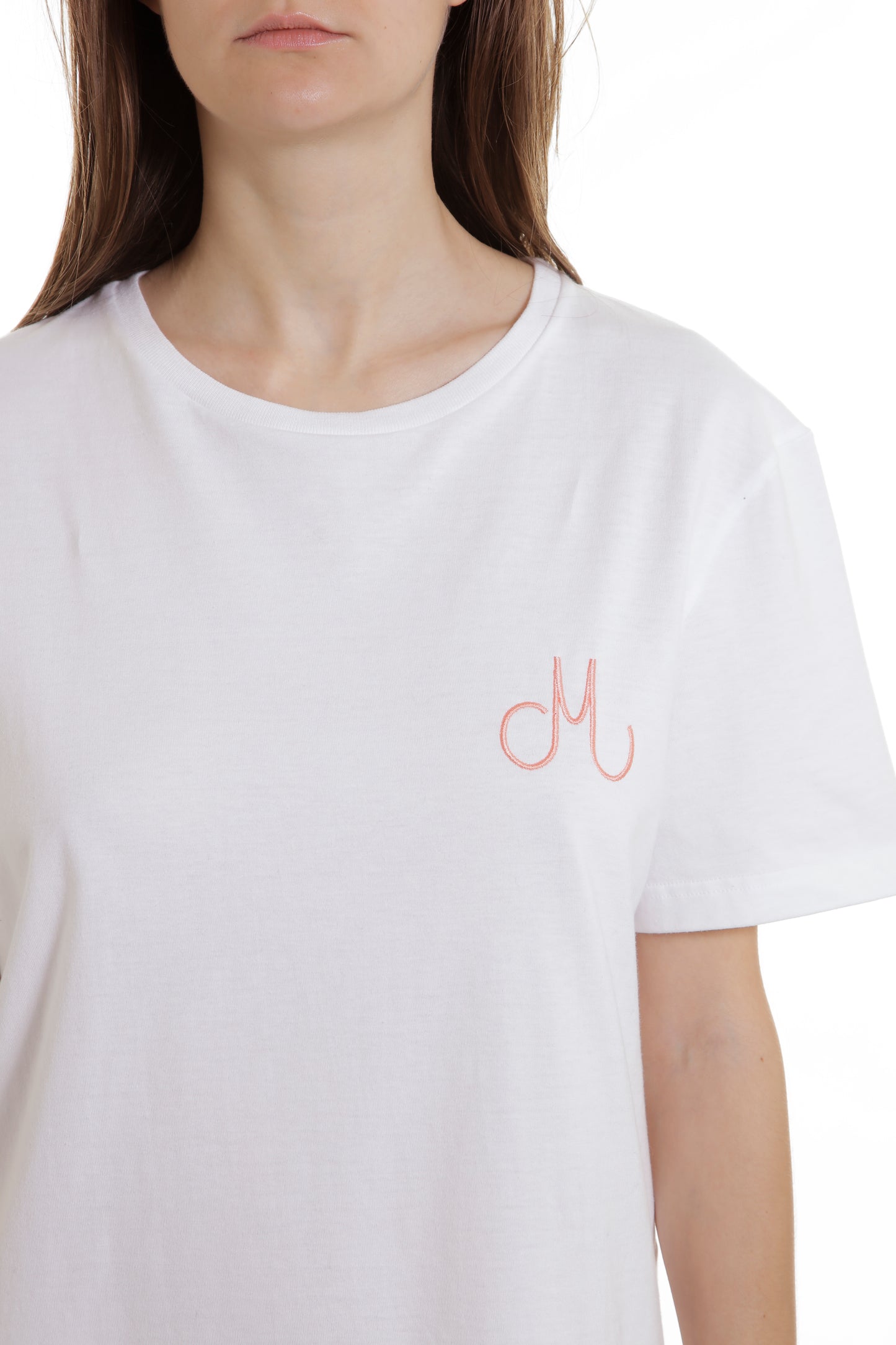 Tee-shirt blanc broderie logo "M"