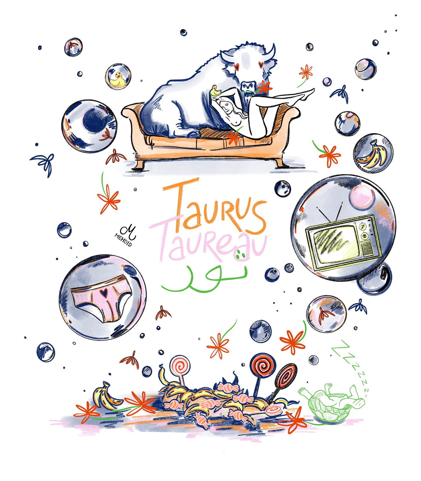 Tee-shirt Taureau / Taurus blanc